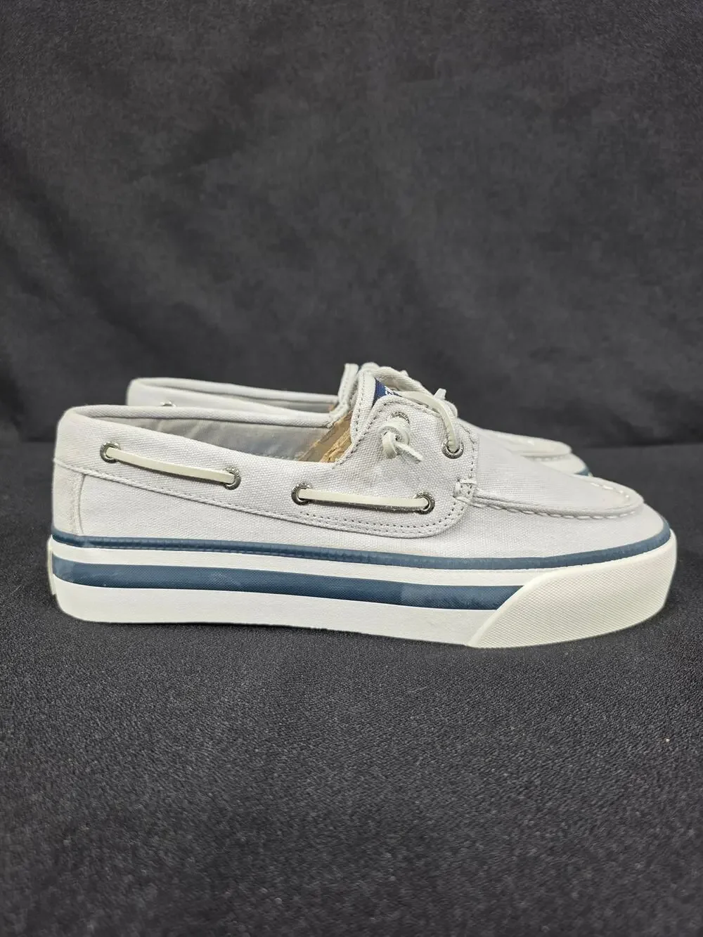 Sperry Bahama 3.0 Platform Women's Grey Navy Boat Shoes Size 8.5